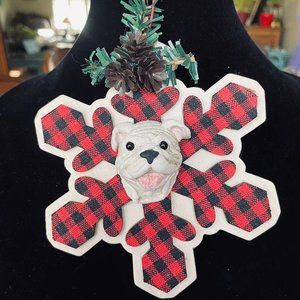 Plaid Bulldog Snowflake Ornament 3